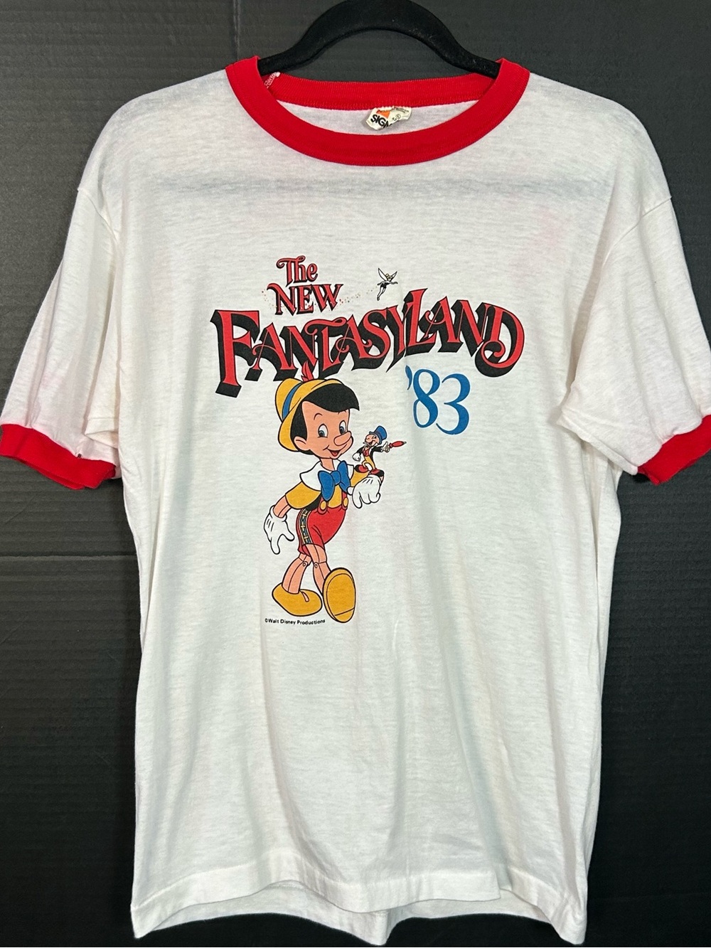 Disney White & Red Pinocchio 'The New Fantasyland '83' Ringer Tee
